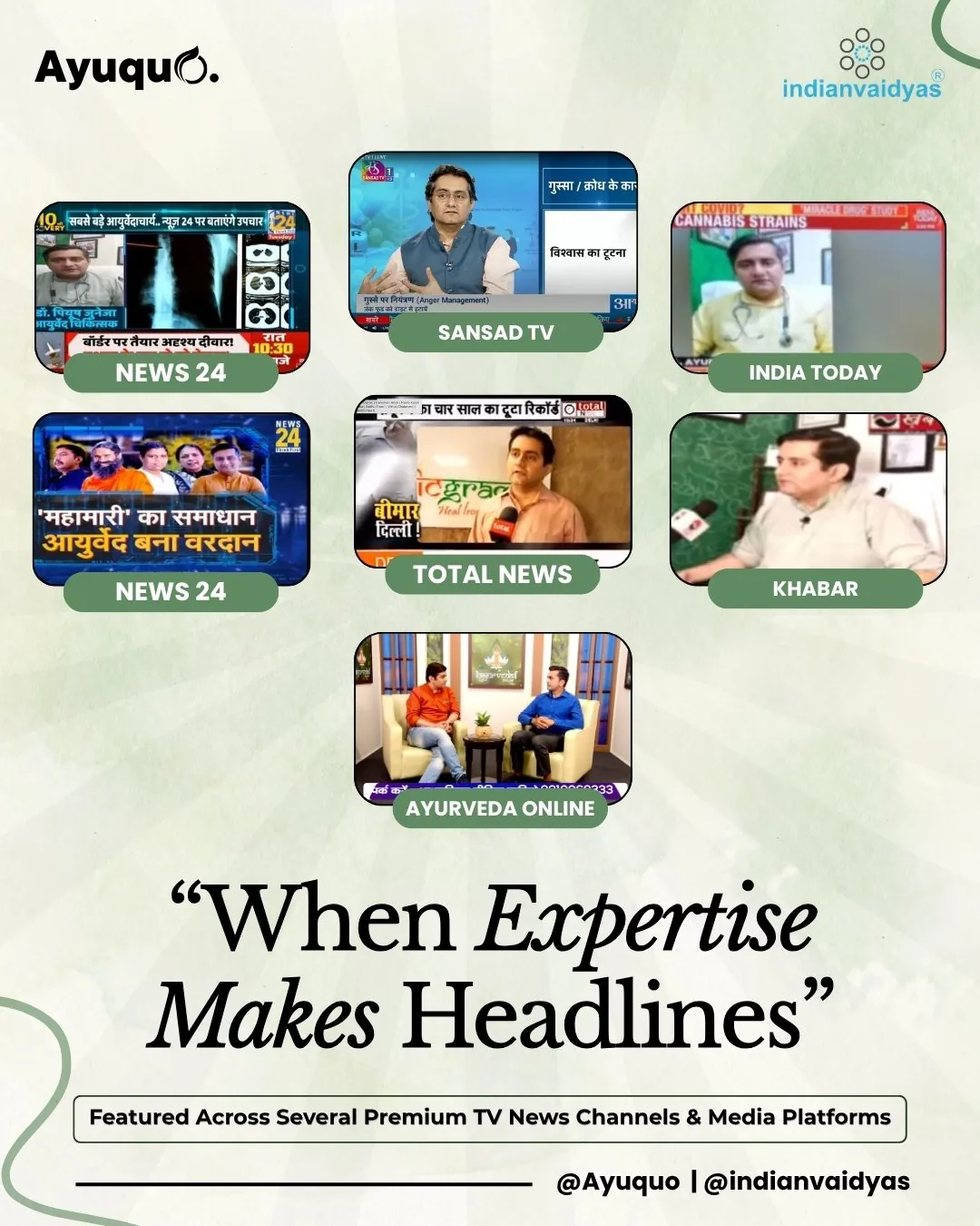 When Expertise Makes Headlines: Vaidya (Dr.) Piyush Juneja featured on News 24, Sansad TV, India Today, Total News, Khabar and Ayurveda Online